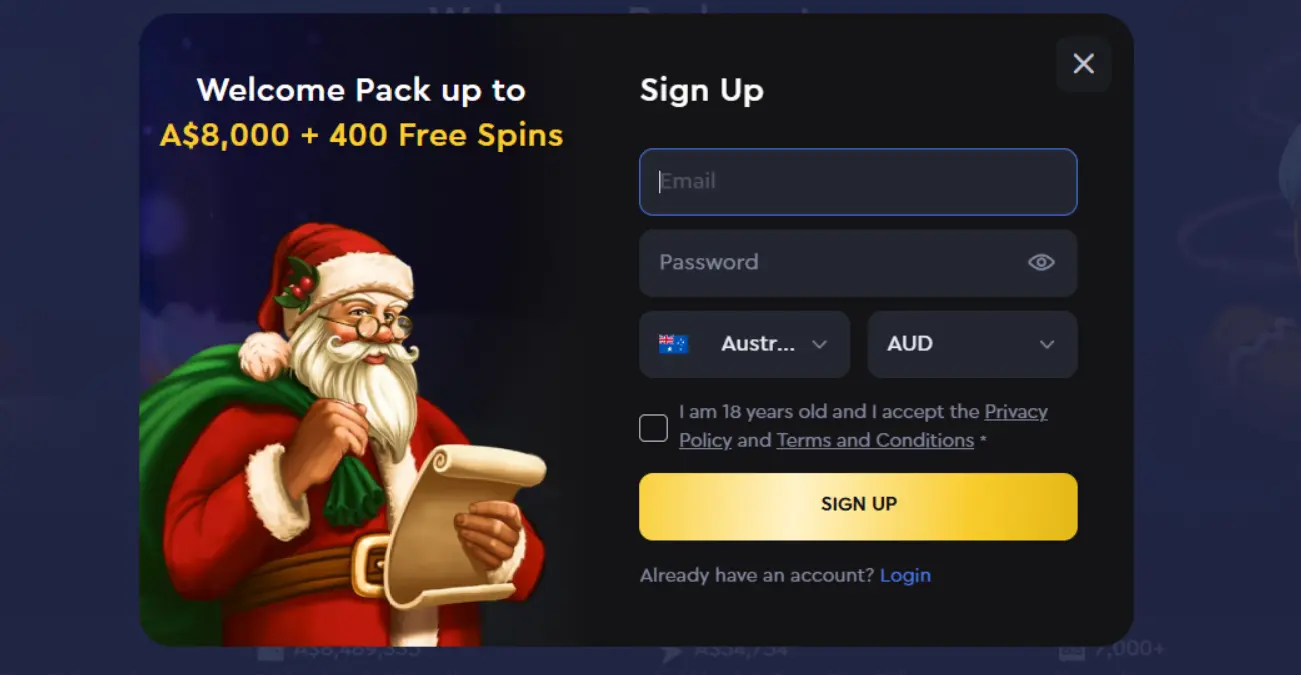 Registration and login to Skycrown Casino